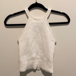 Express Knit White Sweater Crop Tank